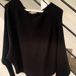 Black dolman sleeve ribbed sweater
